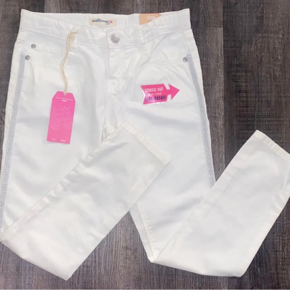 New Little Girls Size 10 White Adjustable Waist Skinny Jeans
